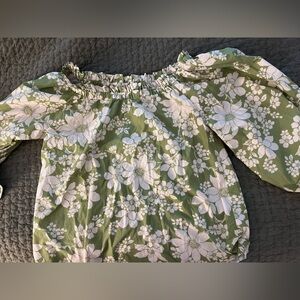 Green Floral Off-Shoulder Top with matching shorts!